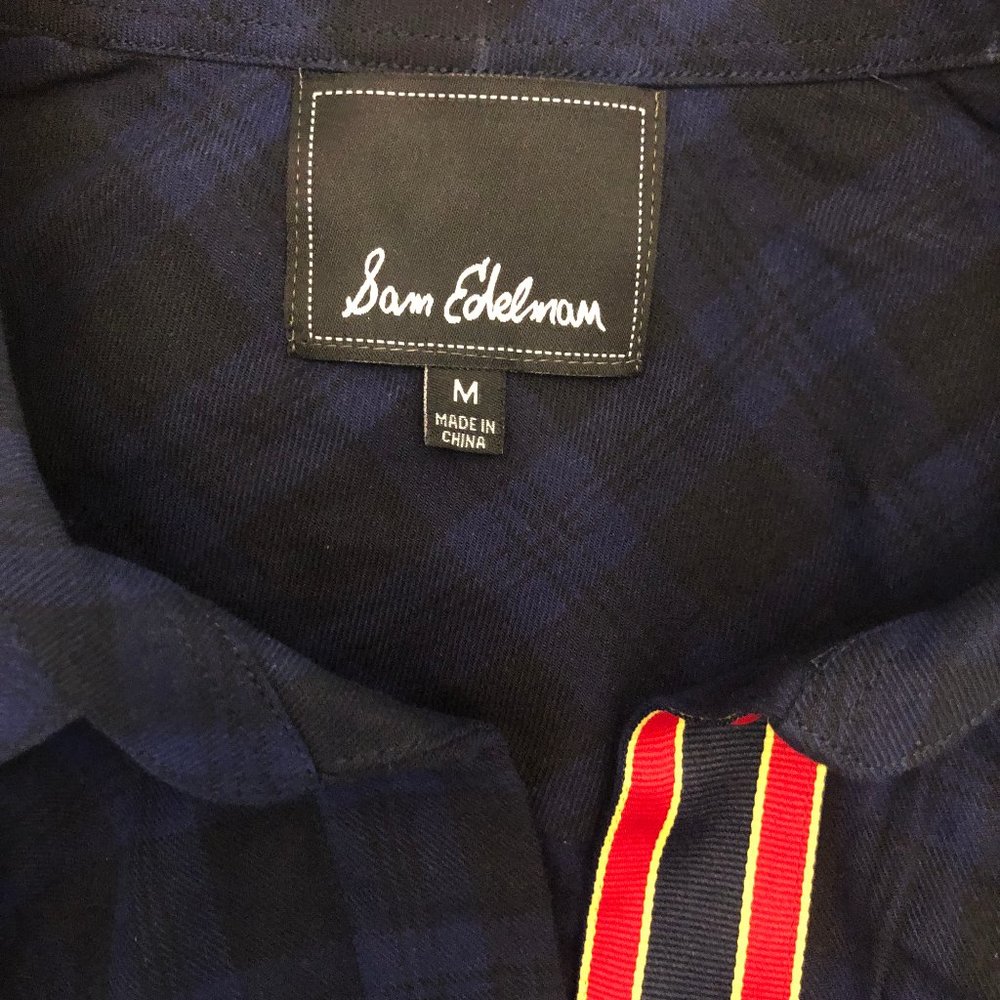 Sam Edelman Patch Embellished Plaid Sleep Shirt - Picture 13 of 14
